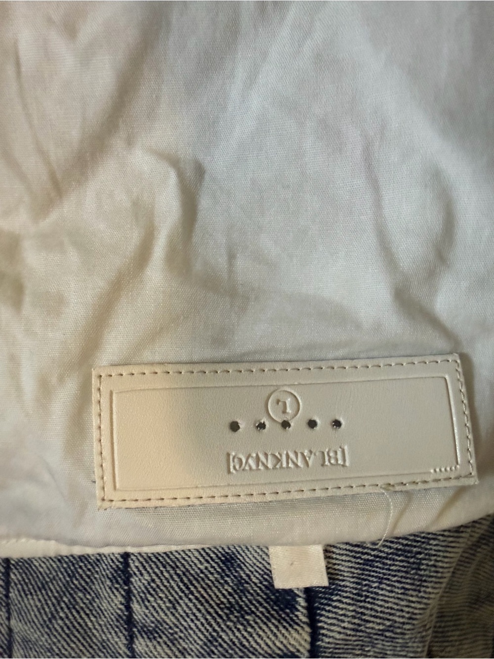 🤍🧥 Blank NYC Quilted Patchwork Jacket | Cream & Denim Trim | Size L 🧥🤍 - Picture 4 of 7